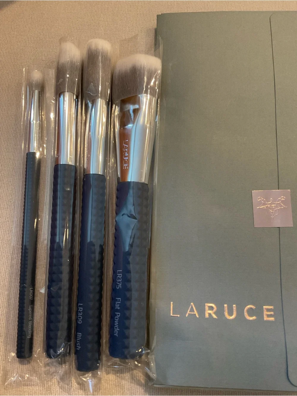 LARUCE Navy & Silver Makeup Brush Set - 4 Piece